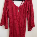 Jen's Pirate Booty Jen’s Pirate Booty red lace bell sleeve blouse S Photo 1