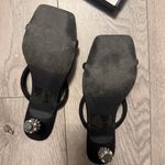 Lulus Brenny Black Suede Rhinestone Heel Sandals – 6.5 Photo 3