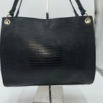 London Fog London‎ Fog Croc/Snake Embossed Faux Leather Three Pocket Large Tote Photo 5