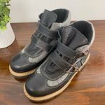 Martino of Canada Black Leather & Grey Wool Alpine Boots Women's Sz 7.5 EUC Photo 1