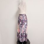 Ba&sh BASH Janel Pink Purple Boho Print Lightweight Pleated Satin Midi Skirt Photo 4