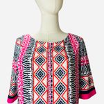 Eliza J Geometric Print Sheath Dress 12P – Pink Navy Red Tribal Pattern Photo 2