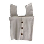 Womens Sleeveless Knit Tank Top Button Front Square Neck Casual‎ Top size s White Photo 1