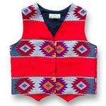 Vintage Orvis Vest Red Multicolored Southwest Woven Geometric Aztec Waistcoat Red Size M Photo 0
