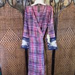 NWT Aratta 100% Cotton Duster Cardigan with Embroidered Cuffs and Attached Belt Blue Size L Photo 1