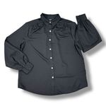 EXPRESS  Satin Rhinestone Button Up Blouse Shirt Black Large‎ Photo 12