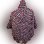 st. john's bay St. John's Bay Plaid Cape Poncho with Toggle Closure Red Black White One Size Photo 1