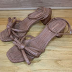 Loeffler Randall  Mikel Ankle Strap High Heel Raffia Sandals - Size 9 Photo 0
