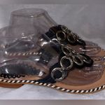 Vince Camuto  Black/Silver Flip Flop Sandals Made In Brazil Size 6.5 Photo 3
