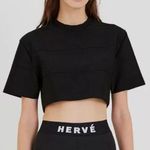 NWT HERVÉ by Hervé Léger Short Sleeve Boxy Cropped Bandage Tee Black Women's XXS Photo 0