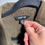 Krazy Kat Olive Green Corduroy Button Down Ruffle Front Long Sleeve Shirt XL SEE Photo 2