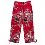 Boston Proper Harem Pants Sz 10 Red Tropical 100% Silk Cargo Floral Artsy Resort Photo 1