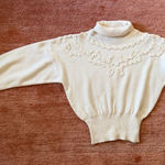 Vintage Meister Cream Turtleneck Sweater Corded Embroidery Size S Photo 0