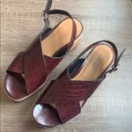 ZARA | Platform Sandals Burgundy Wedge Size 36 Photo 2