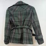 Vintage Donatella Petite Large Plaid Peacoat Wool Blend Belted Double Breasted Green Size undefined Photo 5