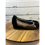 Women's Sabrinas Black Beige Suede Wedge Shoes Size 7.5 Photo 6