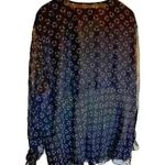 Maggie Barnes blouse Black golden Printed V-Neck sheer long sleeves sleeves Photo 1