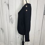 T Tahari Tahari Long Sleeve Sweater Top Size XL Black Gold Button Detail Photo 3