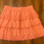 J.Crew 4 Mini Skirt Light Coral Eyelet Floral Tiered Casual Cotton A-line lined Photo 0