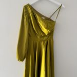 Mac Duggal Green High Low One Shoulder Gown Photo 5