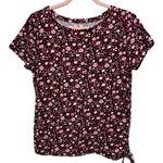 Talbots Women's Navy Red Floral Linen Cotton Short Sleeve Shirt Tie Hem Sz SP Photo 5