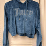 Juicy Couture  Velour Blue Hoodie Loungewear Y2K Pullover Casual Size‎ Large Photo 0