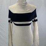 Jacqueline Ferrar Silk Mock Turtleneck Cream and Black Sweater Size Medi… Photo 0