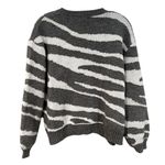 POL  Prudencia Zebra Sweater Women's Small Gray White‎ Animal Print Crewneck Photo 5