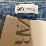 ZARA NEW  Women's Blue High Waisted Flower Button Wide Leg Denim Jeans Pants Sz 4 Photo 4