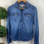 Juicy Couture Blue Denim Button Up Long Sleeve Western Cowgirl Blouse Top M Photo 0