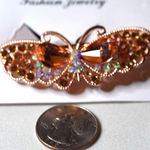 Source Unknown NIP Stunning Trendy Cottagecore Rhinestone Butterfly Rose Gold Tone Hair Clip Photo 0