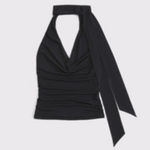 Abercrombie & Fitch Abercrombie Black Cowl Neck Halter Top Photo 0