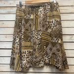Vintage Sag Harbor Patchwork Animal Print Rayon Skirt Boho Safari Y2K Sz 14 Brown Photo 5