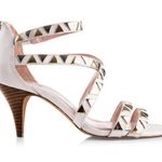 Vince Camuto 7.5 Mikal White Kitten Heel Pump Sandal Studded Studs Ankle Strap Photo 0