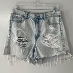American Eagle Mom Short Ripped Size 8 Light Wash Photo 0