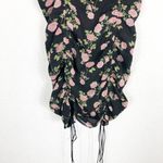 For Love & Lemons Biscotti Mini Dress Noir Roses Size XS Silk Floral Ruched Bow Photo 9