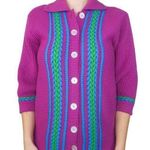 Vintage 70s Purple Collared Cardigan Sweater Photo 0