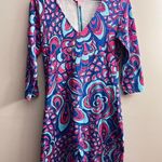 Lilly Pulitzer  CLARKE V-NECK FRENCH TERRY DRESS Brewster Blue Reel Me S Photo 2