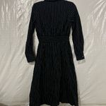 Orange Creek  Black Striped Button Down Tie Front Dress Size Small Photo 3