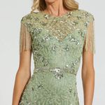 Mac Duggal 4908 Green High Neck Sleeveless Beaded Fringe Fitted Gown 8 Photo 3