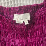 Anthropologie  Smocked Velvet Puff Sleeve Pink Magenta Square Neck Blouse Small Photo 4