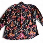 Rafaella Vintage Black Baroque Chain Print Blouse Shirt Women's Size L Photo 2