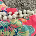 Lilly Pulitzer Pink Floral Tank Top with Pom-Poms Photo 10