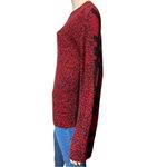 Jean Colonna Size S Black Red Printed Long Sleeve Lightweight Cashmere Sweater Photo 3