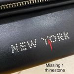 Henri Bendel Rare  Girls Nightout Embellished Bling Black Leather Chain Wallet Photo 15