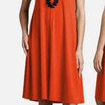 Eileen Fisher Lightweight Jersey Stretch Drape V Neck Dress in Flame Size Large Photo 0