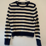 Reformation  Jeans Cashmere Blue White Stripe Sweater Size Small Photo 0