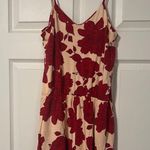 Fighting Eel Romper Hawaiian Flower Floral Red Beige Luau Magnolia Peony XS Photo 1