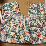 Westbound B95 New Womens  Linen Rayon Tropical 🌴Print Pants Elastic Waistband XL Photo 0