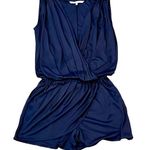 Rachel Roy  sleeveless shorts romper jumpsuit skort size small blue silky pockets Photo 0